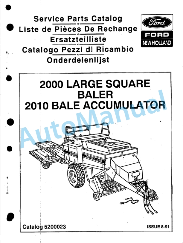 Ford New Holland 2000 Large Square Baler, 2010 Bale Accumulator Service Parts Catalogue 5200023