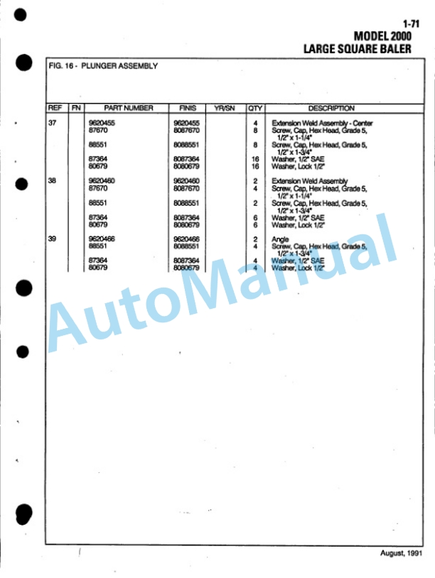 Ford New Holland 2000 Large Square Baler, 2010 Bale Accumulator Service Parts Catalogue 5200023 3 Ford New Holland 2000 Large Square Baler, 2010 Bale Accumulator Service Parts Catalogue 5200023-3