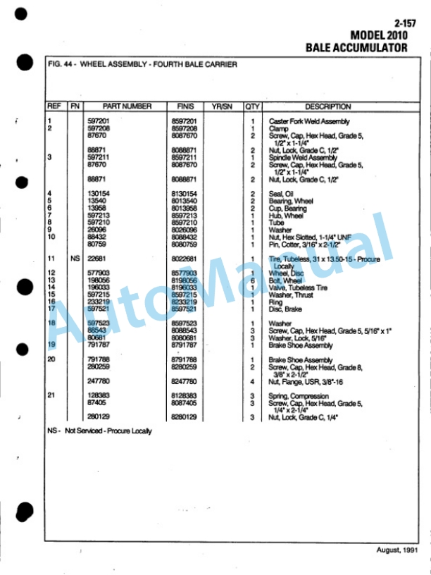 Ford New Holland 2000 Large Square Baler, 2010 Bale Accumulator Service Parts Catalogue 5200023 5 Ford New Holland 2000 Large Square Baler, 2010 Bale Accumulator Service Parts Catalogue 5200023-5