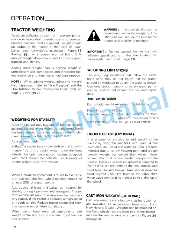 Ford New Holland 2120 Tractor Operation and Maintenance Manual 42212010 3 Ford New Holland 2120 Tractor Operation and Maintenance Manual 42212010-3