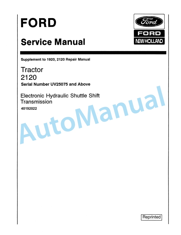 Ford New Holland 2120 Tractor Service Manual 40192022