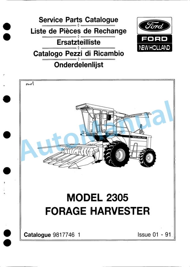 Ford New Holland 2305 Forage Harvester Service Parts Catalogue 9817746