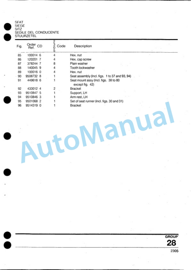 Ford New Holland 2305 Forage Harvester Service Parts Catalogue 9817746 3 Ford New Holland 2305 Forage Harvester Service Parts Catalogue 9817746-3