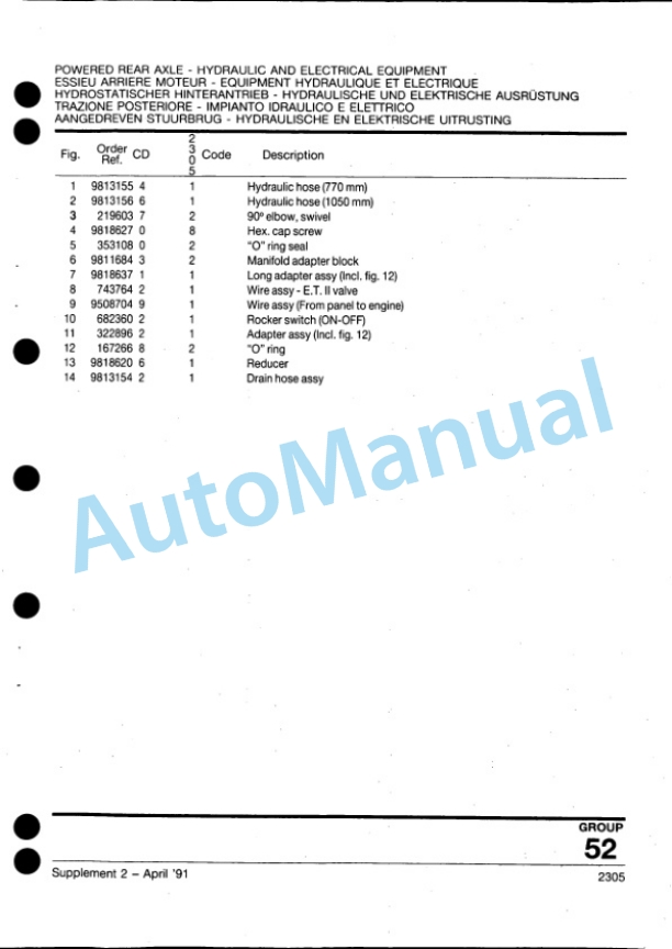 Ford New Holland 2305 Forage Harvester Service Parts Catalogue 9817746 4 Ford New Holland 2305 Forage Harvester Service Parts Catalogue 9817746-4