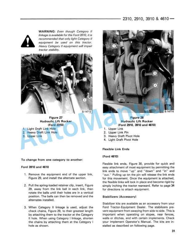 Ford New Holland 2310, 2910, 3910, 4610 Tractor Operation and Maintenance Manual 42231030-3