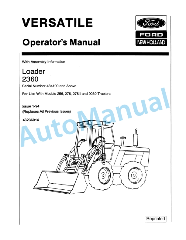 Ford New Holland 2360 Loader Operation and Maintenance Manual 43236014