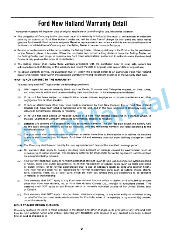 Ford New Holland 2360 Loader Operation and Maintenance Manual 43236014-2