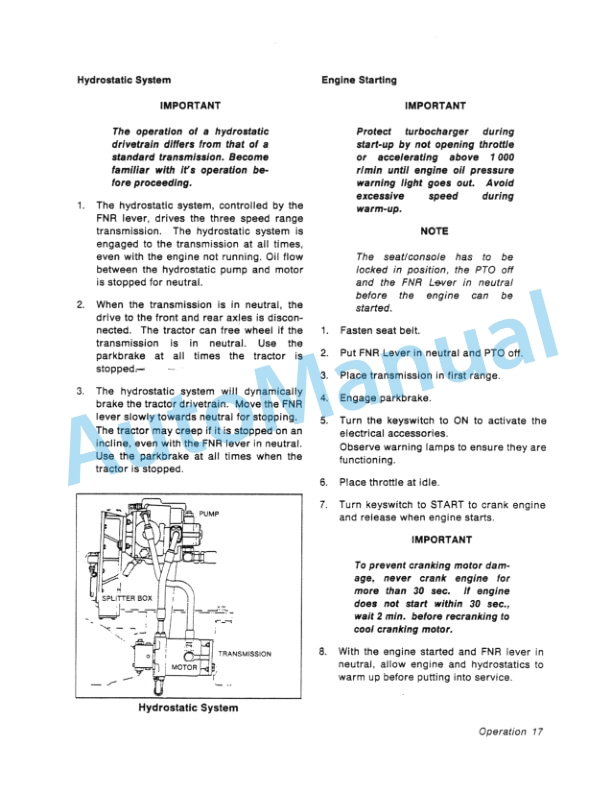 Ford New Holland 256, 276 II Tractor Operation and Maintenance Manual 42025620-2