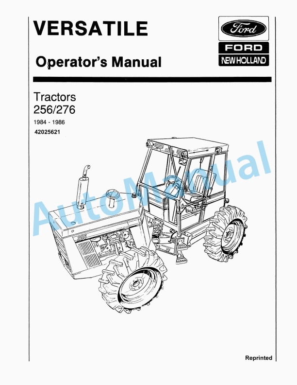Ford New Holland 256, 276 Tractor Operation and Maintenance Manual 42025621