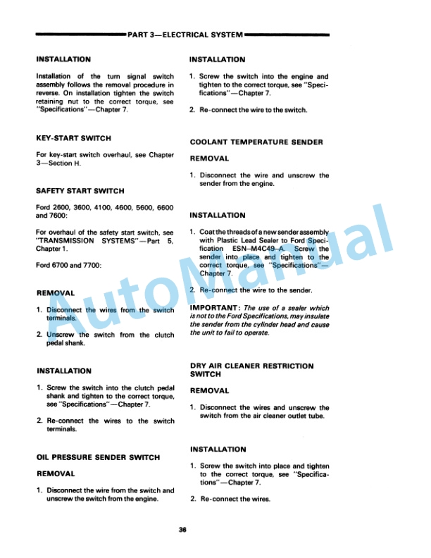Alternative view of Ford New Holland 2600, 3600, 4100, 4600, 5600, 6600, 6700, 7600, 7700 Tractor Service Manual 40231090