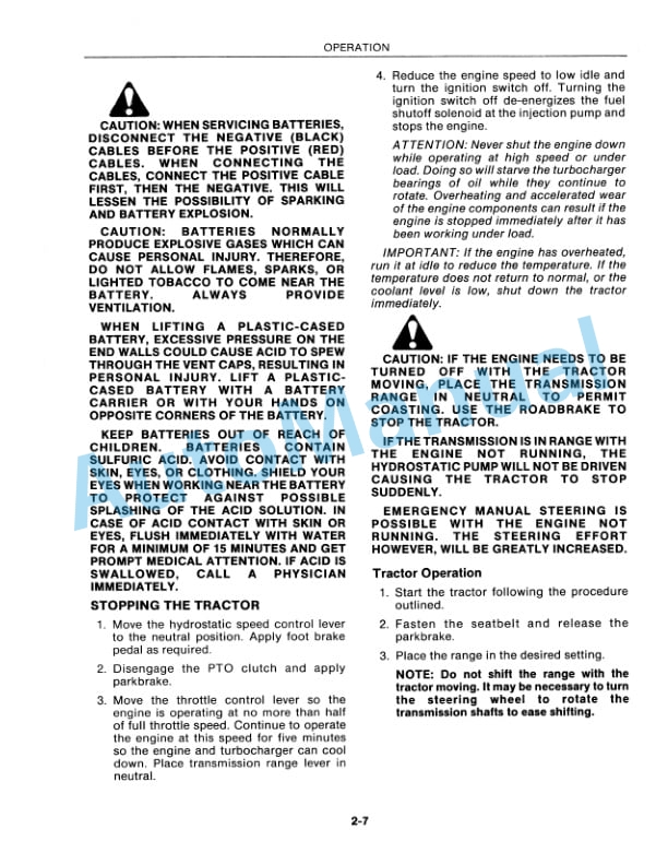 Ford New Holland 276 II Bidirectional Tractor Operation and Maintenance Manual 42027610 2 Ford New Holland 276 II Bidirectional Tractor Operation and Maintenance Manual 42027610-2