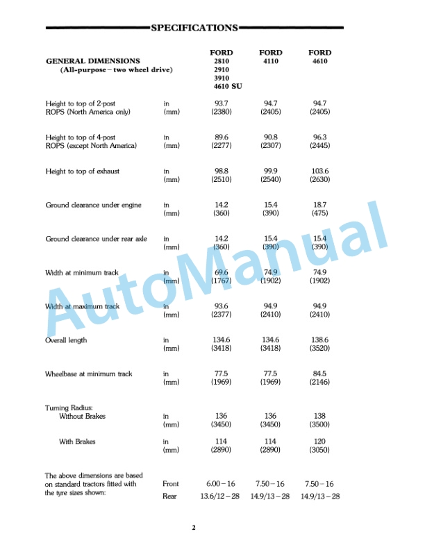 Ford New Holland 2810, 2910, 3910, 4610 II Tractor Operation and Maintenance Manual 42281040 5 Ford New Holland 2810, 2910, 3910, 4610 II Tractor Operation and Maintenance Manual 42281040-5