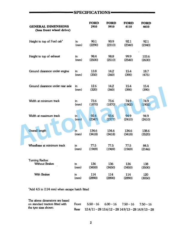 Ford New Holland 2910, 3910, 4110, 4610 II Tractor Operation and Maintenance Manual 42291040-5