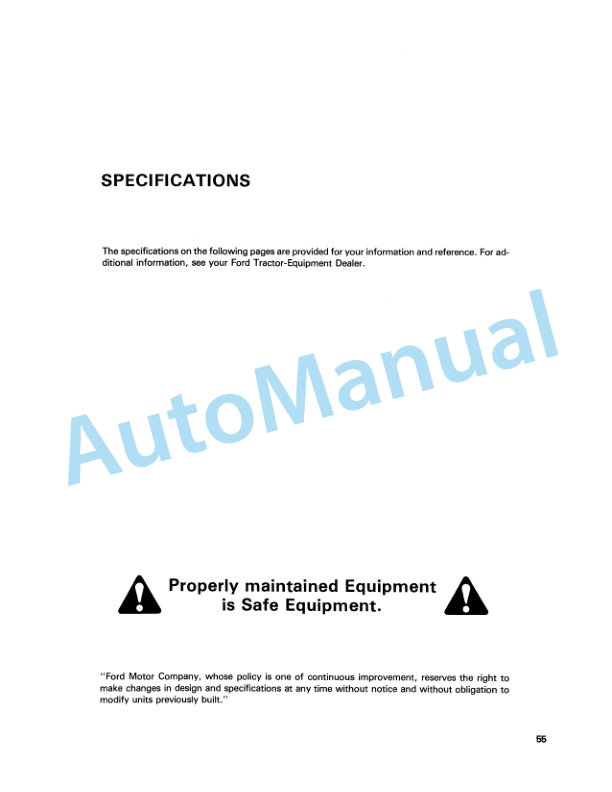 Ford New Holland 2910, 4610 LCG Low Center of Gravity Tractor Operation and Maintenance Manual 42291010-5
