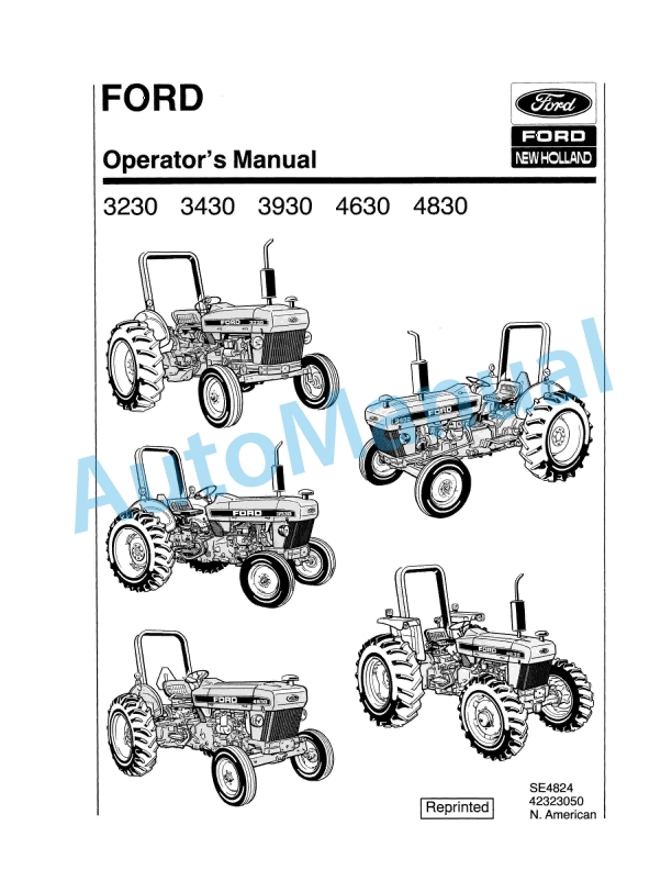 Ford New Holland 3230, 3430, 3930, 4630, 4830 Tractor Operation and Maintenance Manual 42323050