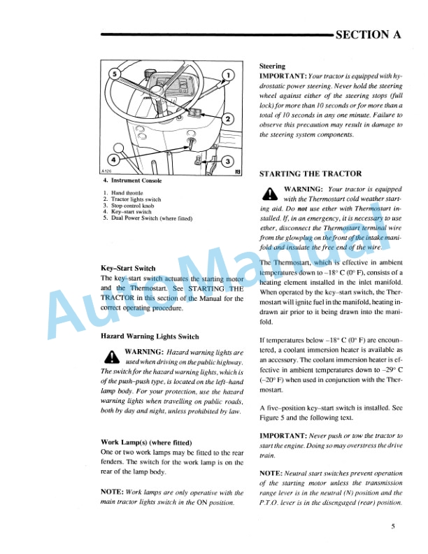 Alternative view of Ford New Holland 3230, 3430, 3930, 4630, 4830 Tractor Operation and Maintenance Manual 42323050