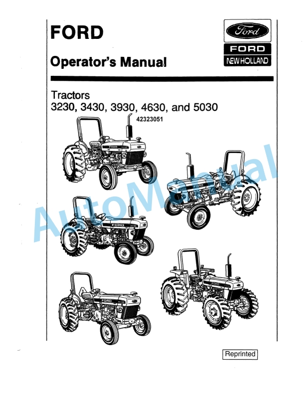 Ford New Holland 3230, 3430, 3930, 4630, 5030 Tractor Operation and Maintenance Manual 42323051