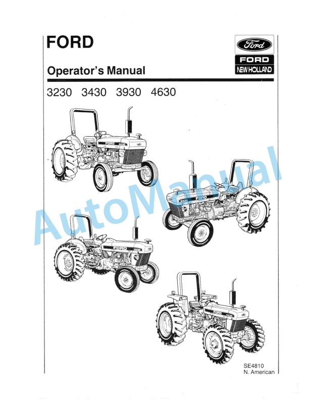 Ford New Holland 3230, 3430, 3930, 4630 Tractor Operation and Maintenance Manual 42323040