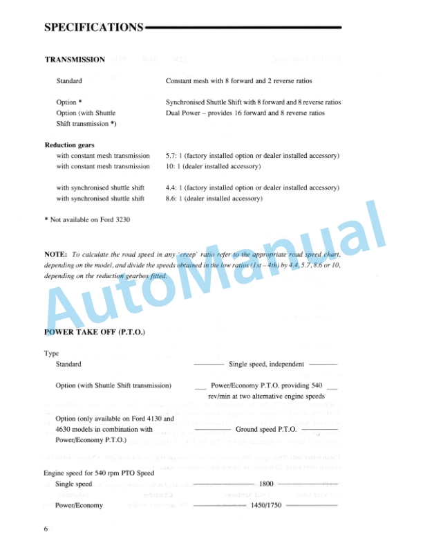 Ford New Holland 3230, 3430, 3930, 4630 Tractor Operation and Maintenance Manual 42323040 5 Ford New Holland 3230, 3430, 3930, 4630 Tractor Operation and Maintenance Manual 42323040-5