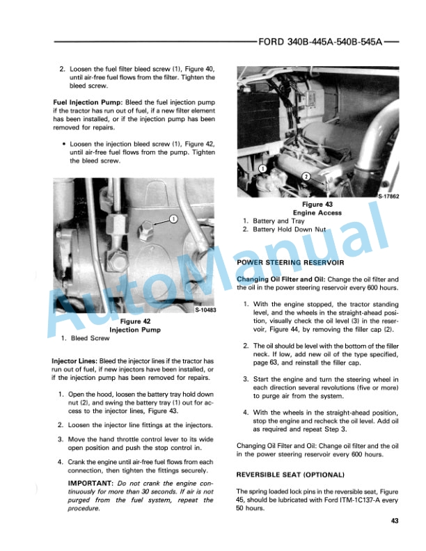 Ford New Holland 340B, 445A, 540B, 545A Tractor Operation and Maintenance Manual 42034012 4 Ford New Holland 340B, 445A, 540B, 545A Tractor Operation and Maintenance Manual 42034012-4