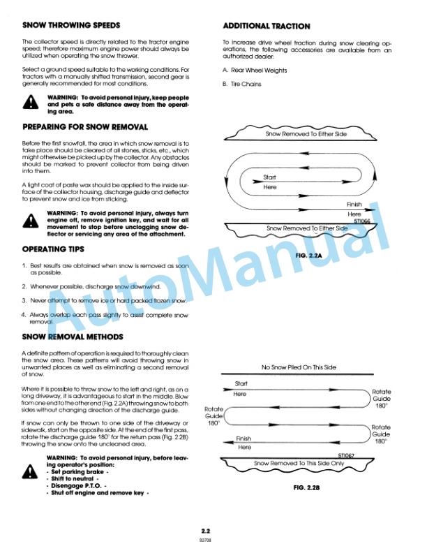 Ford New Holland 36in Snow Thrower Attachment 09GN3679 YT 16 Tractor Operation and Maintenance Manual 42003610-2