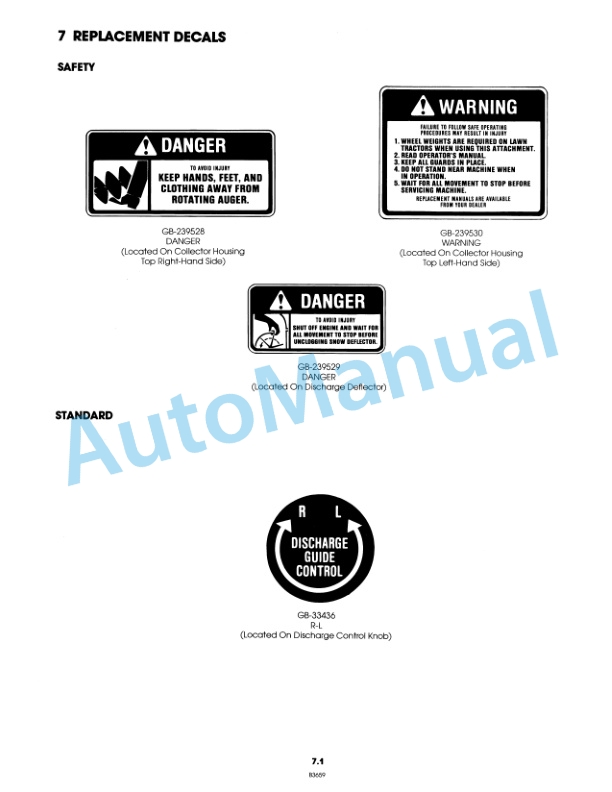 Ford New Holland 36in Snow Thrower Attachment 09GN3679 YT 16 Tractor Operation and Maintenance Manual 42003610-5