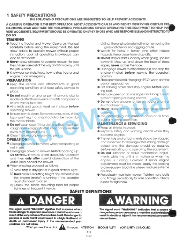 Ford New Holland 38in Mower Attachment Operation and Maintenance Manual 42643817-2