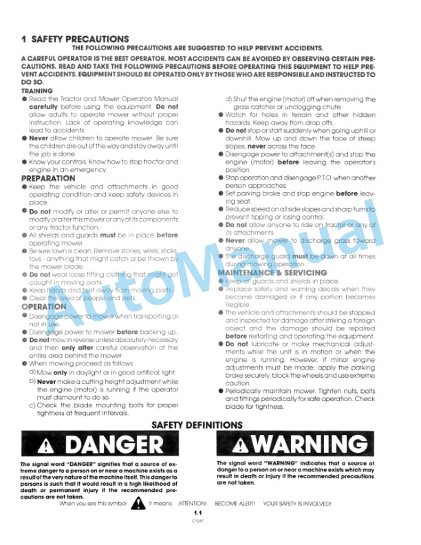 Ford New Holland 38in Mower Attachment Operation and Maintenance Manual 42643819-2