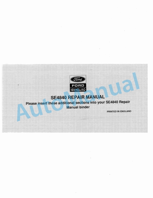 Ford New Holland 40 Series Tractor Repair Manual SE4840