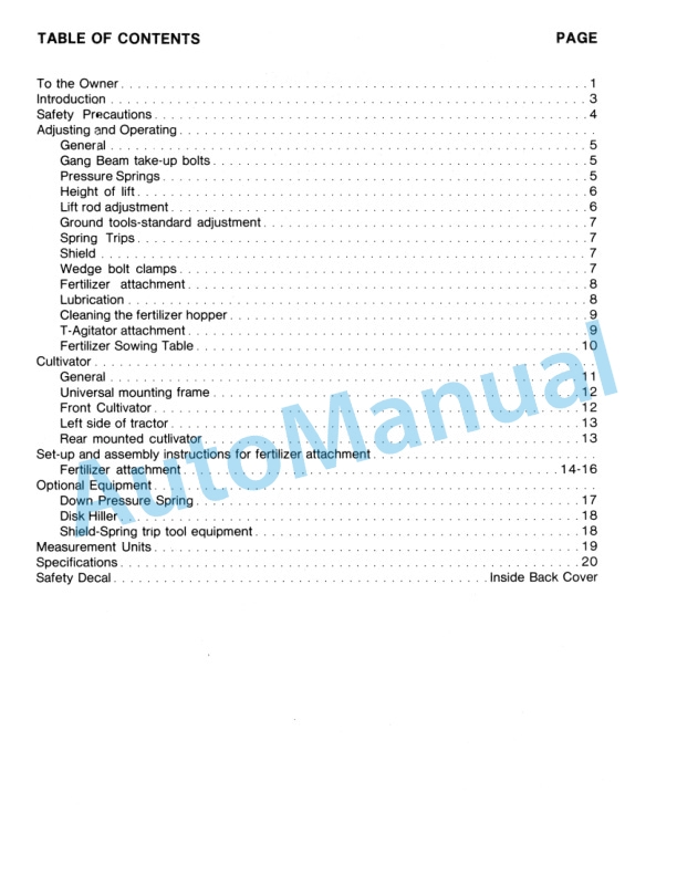 Ford New Holland 417 Series Cultivator Operation and Maintenance Manual 42041720 2 Ford New Holland 417 Series Cultivator Operation and Maintenance Manual 42041720-2