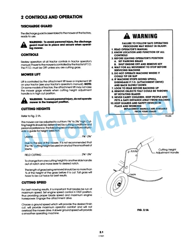 Ford New Holland 42in, 48in Mower Attachment LGT Tractor Operation and Maintenance Manual 42644222 2 Ford New Holland 42in, 48in Mower Attachment LGT Tractor Operation and Maintenance Manual 42644222-2