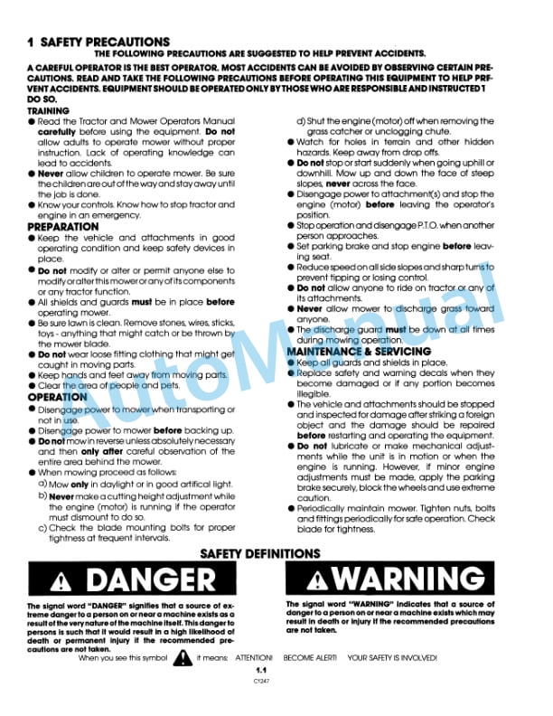 Ford New Holland 42in, 48in Mower Attachment YT Tractor Operation and Maintenance Manual 42644223 2 Ford New Holland 42in, 48in Mower Attachment YT Tractor Operation and Maintenance Manual 42644223-2