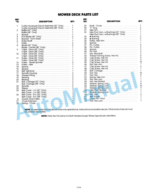 Ford New Holland 42in, 48in Mower Attachment YT Tractor Operation and Maintenance Manual 42644223 5 Ford New Holland 42in, 48in Mower Attachment YT Tractor Operation and Maintenance Manual 42644223-5