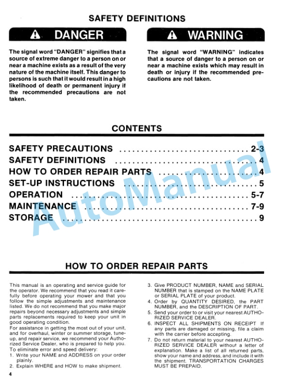 Ford New Holland 42in Rotary Mower Operation and Maintenance Manual 42004210-3