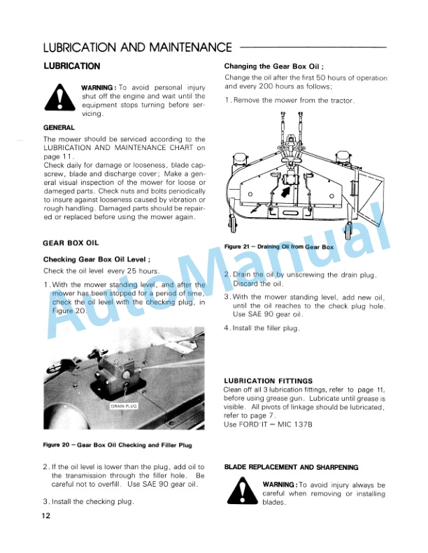 Ford New Holland 44, 48 Mower Attachment LGT Diesel Tractor Operation and Maintenance Manual 42641061 4 Ford New Holland 44, 48 Mower Attachment LGT Diesel Tractor Operation and Maintenance Manual 42641061-4