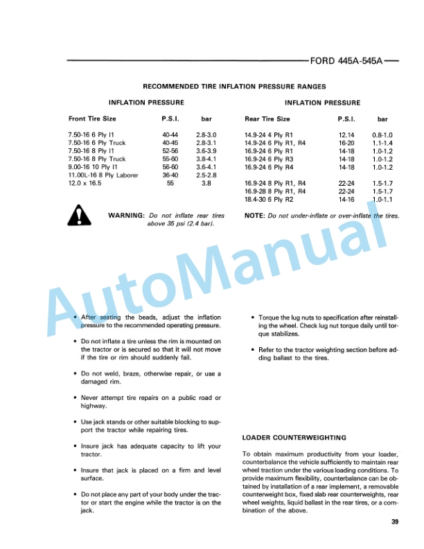 Ford New Holland 445A, 545A Industrial Tractor, 745 Loader Operation and Maintenance Manual 42044520 3 Ford New Holland 445A, 545A Industrial Tractor, 745 Loader Operation and Maintenance Manual 42044520-3