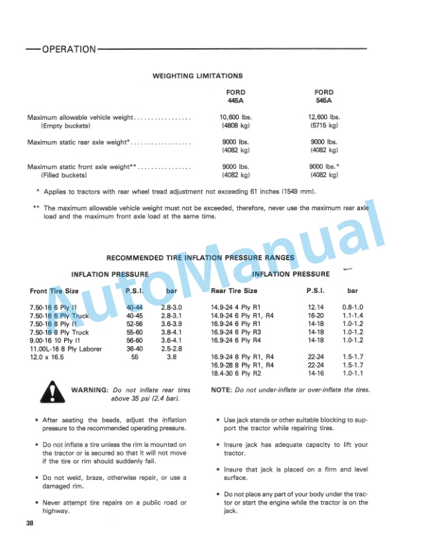 Ford New Holland 445A, 545A Industrial Tractor, 745 Loader Operation and Maintenance Manual 42044530 3 Ford New Holland 445A, 545A Industrial Tractor, 745 Loader Operation and Maintenance Manual 42044530-3