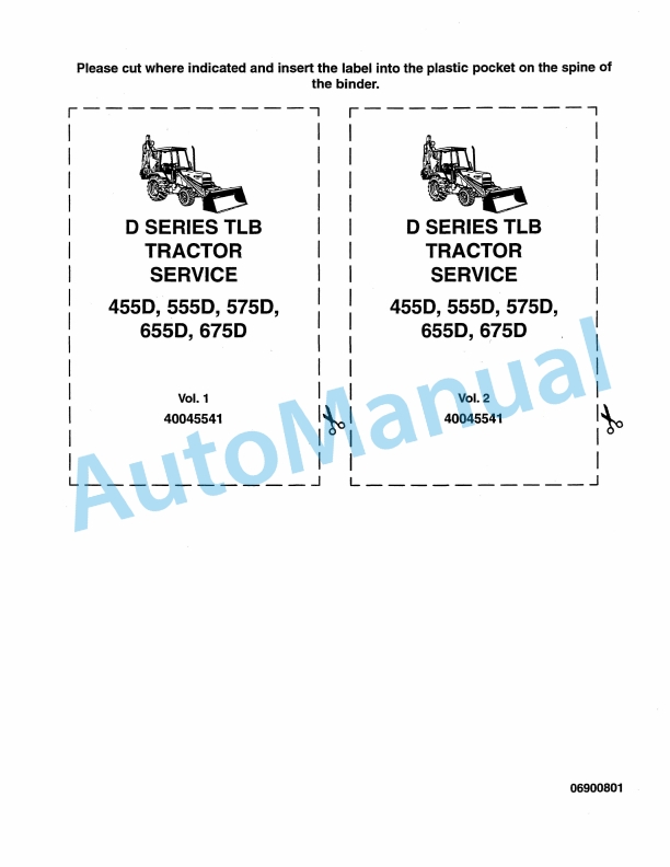 Ford New Holland 455D, 555D, 575D, 655D, 675D D Series TLB Tractor Service Manual 40045541
