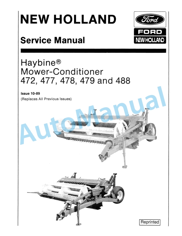 Ford New Holland 472, 477, 478, 479, 488 Haybine Mower-Conditioner Service Manual 40047253