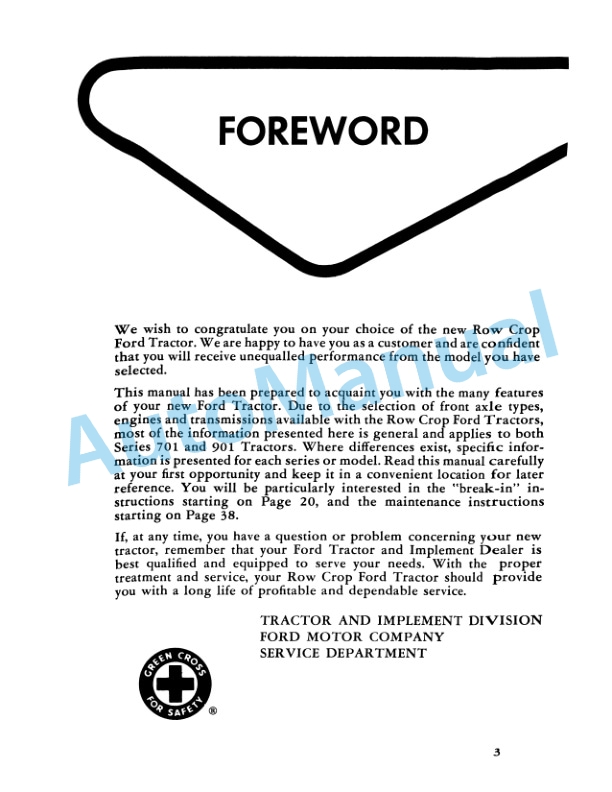 Alternative view of Ford New Holland 501, 701, 901 Series Tractor Operation and Maintenance Manual 42070120