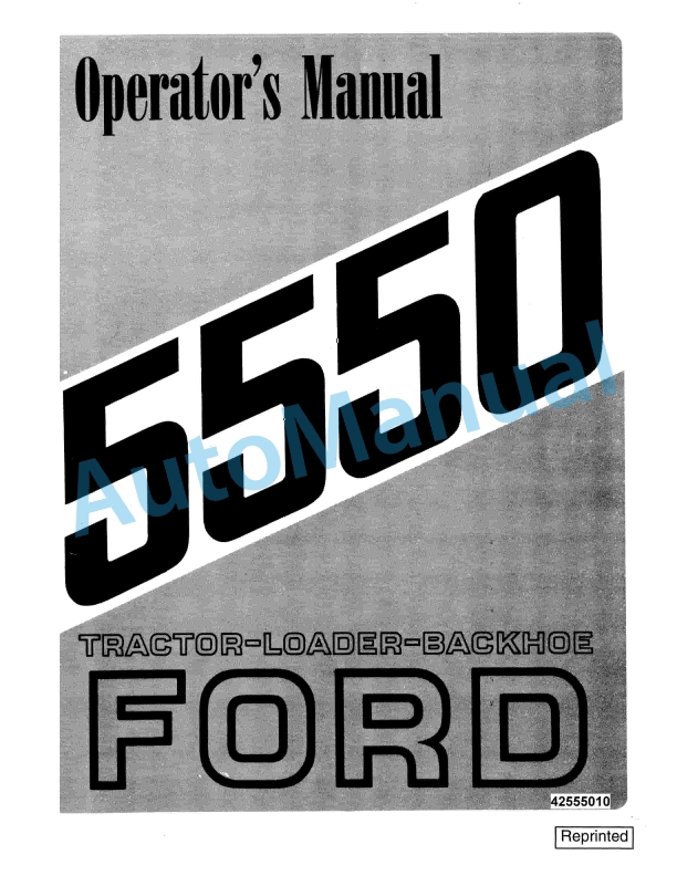 Ford New Holland 5550 Tractor Loader Backhoe Operation and Maintenance Manual 42555010