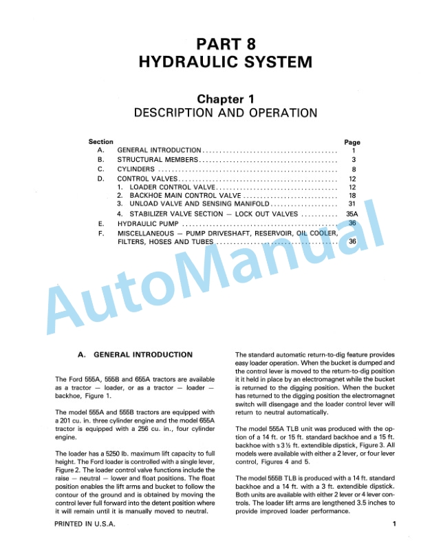 Ford New Holland 555A, 555B, 655A Tractor Loader Backhoe Service Manual 40055540A 4 Ford New Holland 555A, 555B, 655A Tractor Loader Backhoe Service Manual 40055540A - Image 4