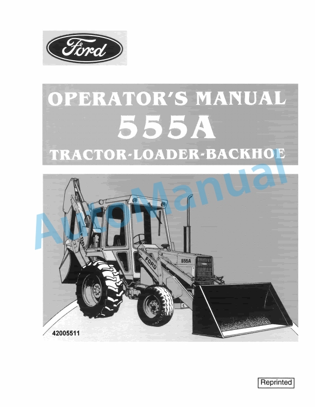 Ford New Holland 555A Tractor Loader Backhoe Operation and Maintenance Manual 42005511