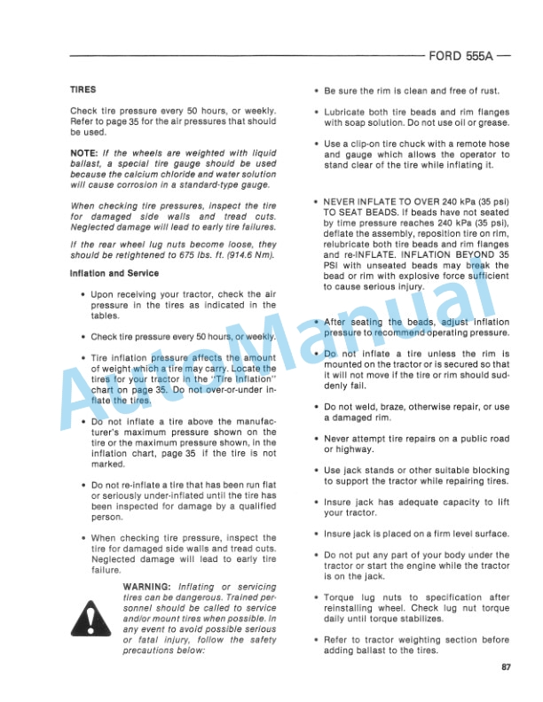 Ford New Holland 555A Tractor Loader Backhoe Operation and Maintenance Manual 42005511 5 Ford New Holland 555A Tractor Loader Backhoe Operation and Maintenance Manual 42005511-5