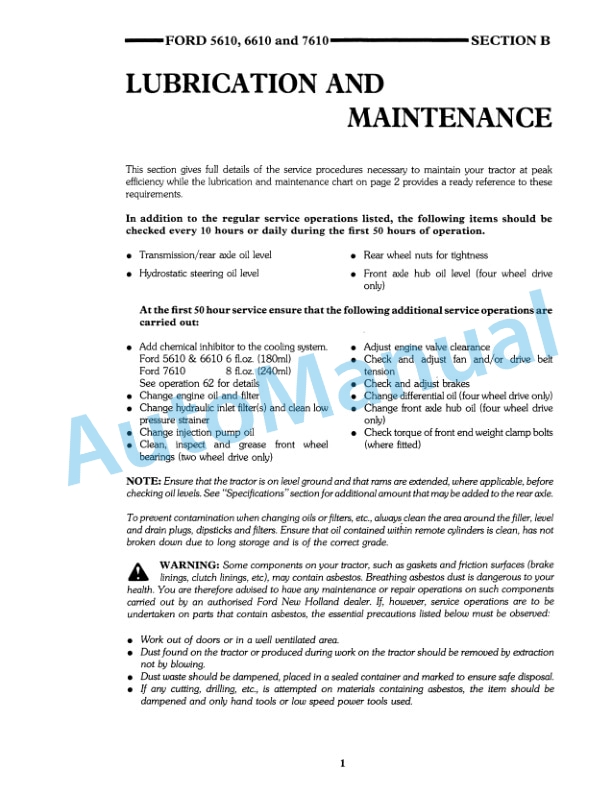 Ford New Holland 5610, 6610, 7610 II Tractor Operation and Maintenance Manual 42561033 4 Ford New Holland 5610, 6610, 7610 II Tractor Operation and Maintenance Manual 42561033 - Image 4