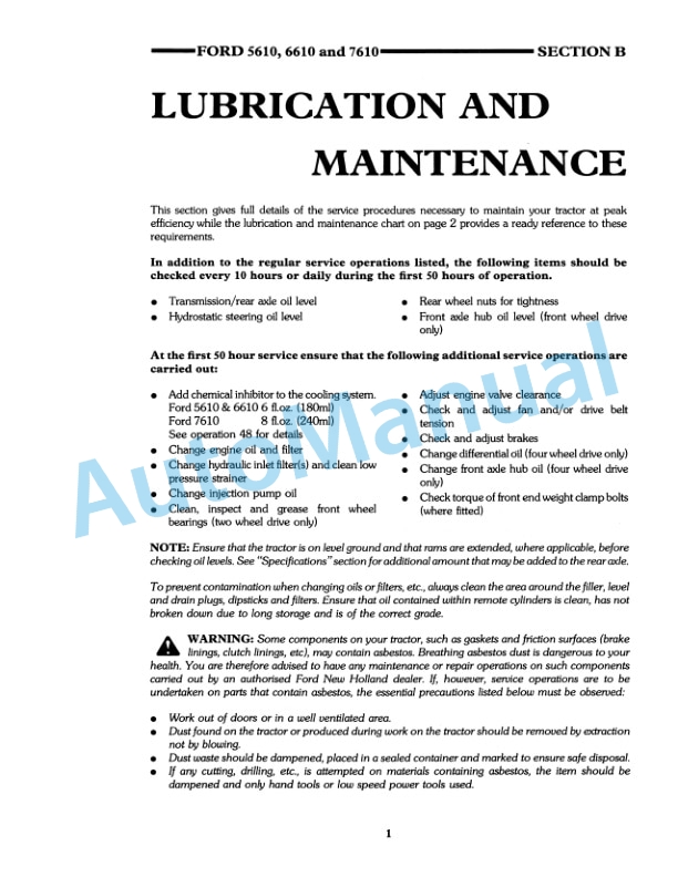Ford New Holland 5610, 6610, 7610 II Tractor Operation and Maintenance Manual 42561034 4 Ford New Holland 5610, 6610, 7610 II Tractor Operation and Maintenance Manual 42561034 - Image 4