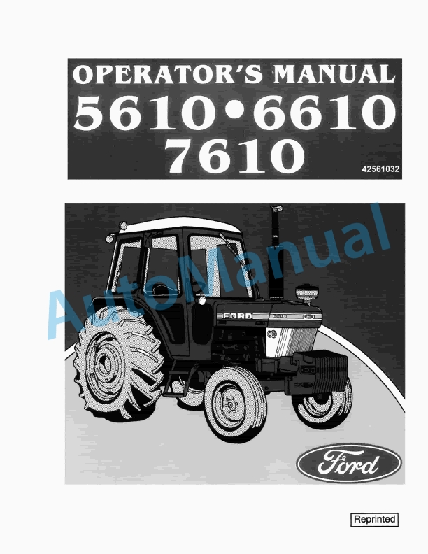 Ford New Holland 5610, 6610, 7610 Tractor Operation and Maintenance Manual 42561032