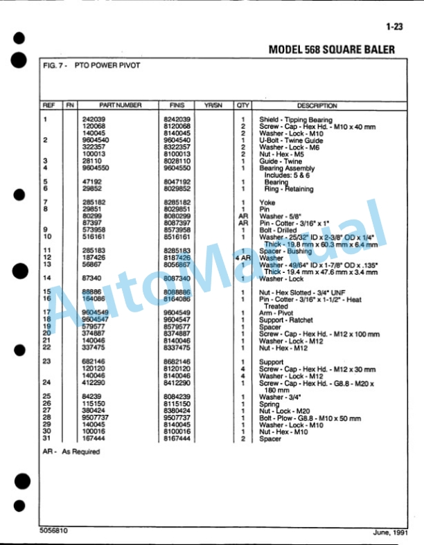 Ford New Holland 568 Square Baler Service Parts Catalogue 5056810 2 Ford New Holland 568 Square Baler Service Parts Catalogue 5056810-2