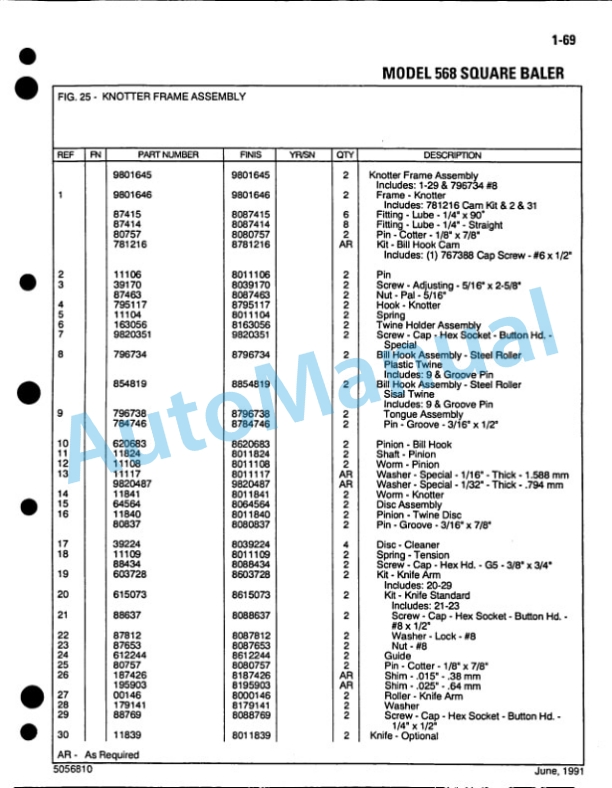 Ford New Holland 568 Square Baler Service Parts Catalogue 5056810 4 Ford New Holland 568 Square Baler Service Parts Catalogue 5056810-4