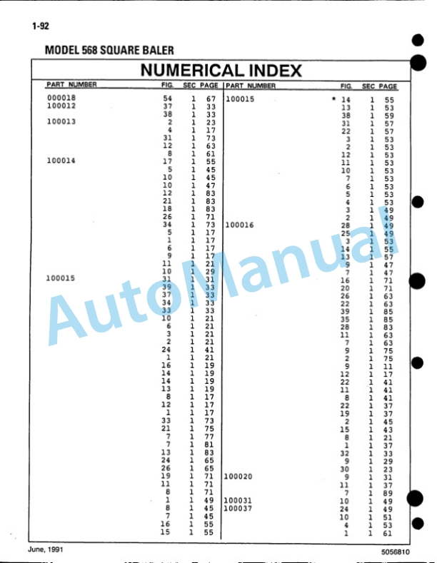 Ford New Holland 568 Square Baler Service Parts Catalogue 5056810 5 Ford New Holland 568 Square Baler Service Parts Catalogue 5056810-5